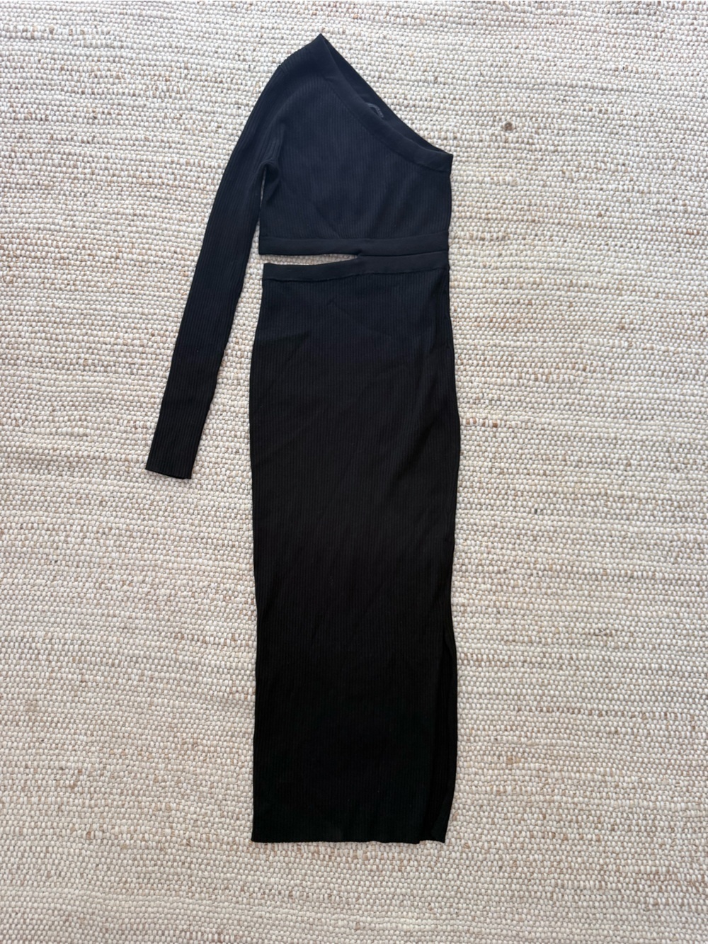 AllSaints Daisy Black Ribbed Cutout Maxi Dress Bodycon Size Small
